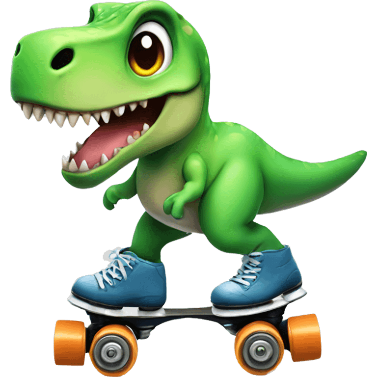 Cute T rex on roller skates  emoji