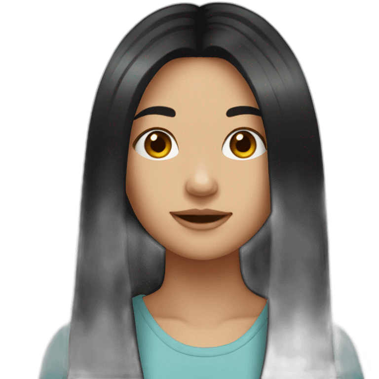 Girl have a black hair and long hair  emoji