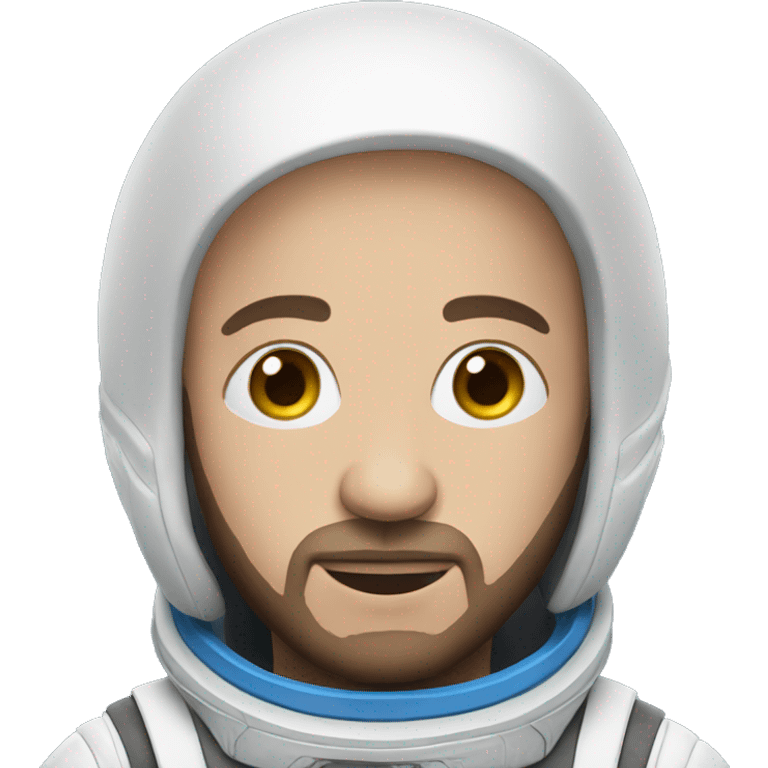 a man with blue eyes, bald, short beard, wearing an astronaut costume emoji