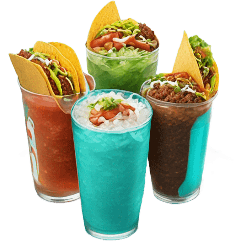 taco bell baja blast and three tacos emoji