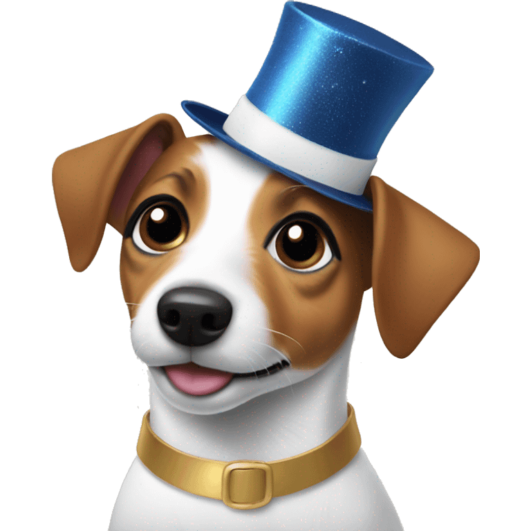 jack russell In a New Year's hat emoji