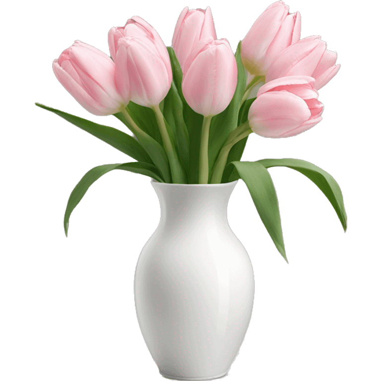 Light pink tulips in white vase emoji