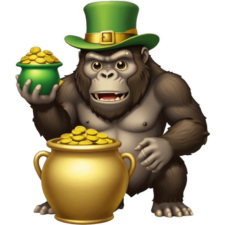 king kong lephechaun hat with a raimbow pot of gold emoji