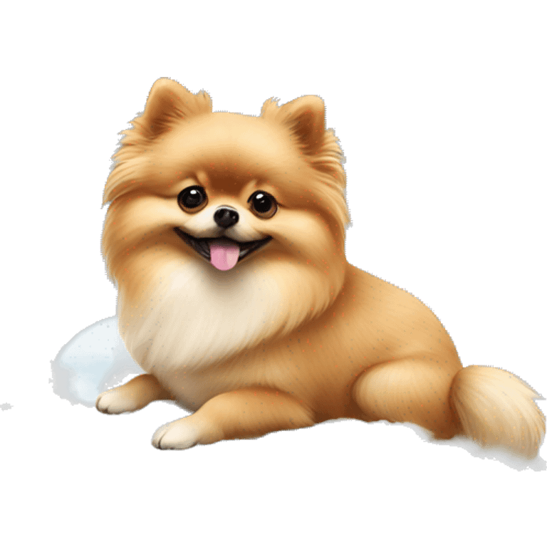 Pomeranian sitting on cloud emoji