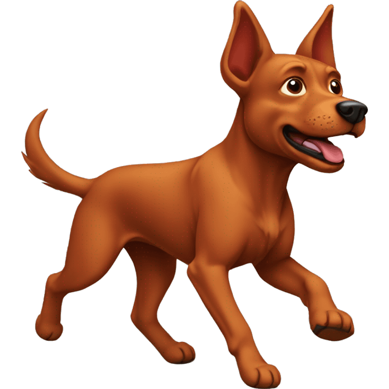 solid red dog with pointed ears running emoji