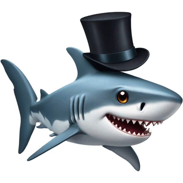 Shark with a top hat emoji