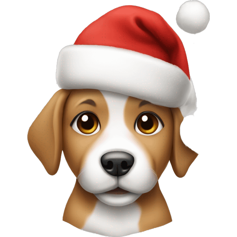 Cute baby dog wearing a Christmas hat emoji