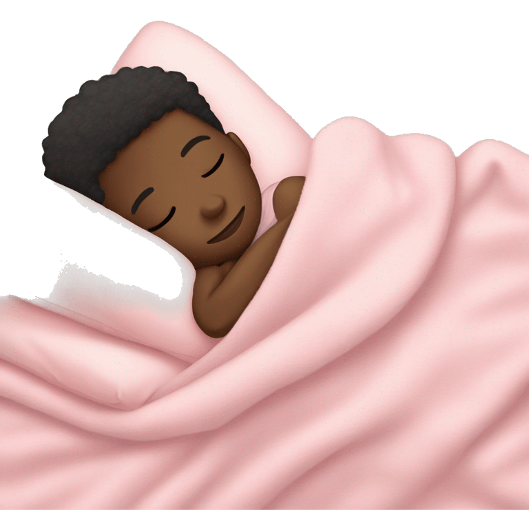 Black boy sleeping with pastel pink blanket emoji