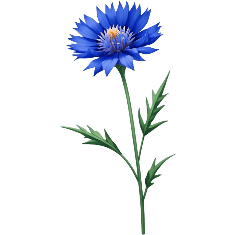 single blue Cornflower, straight stem emoji