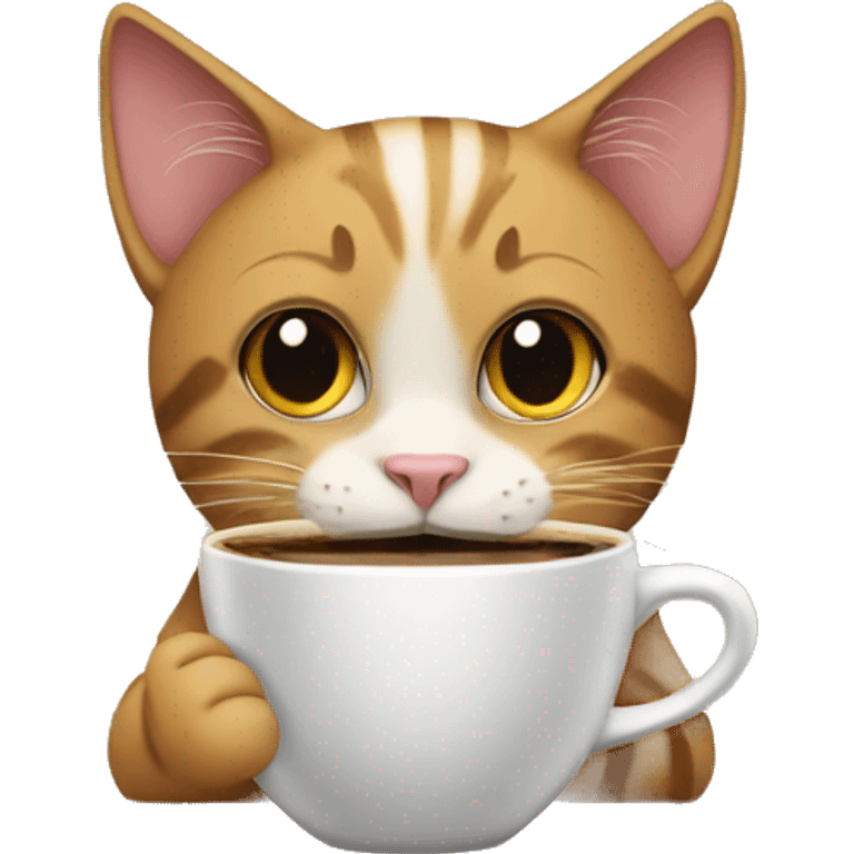 The cat is drinking coffee emoji