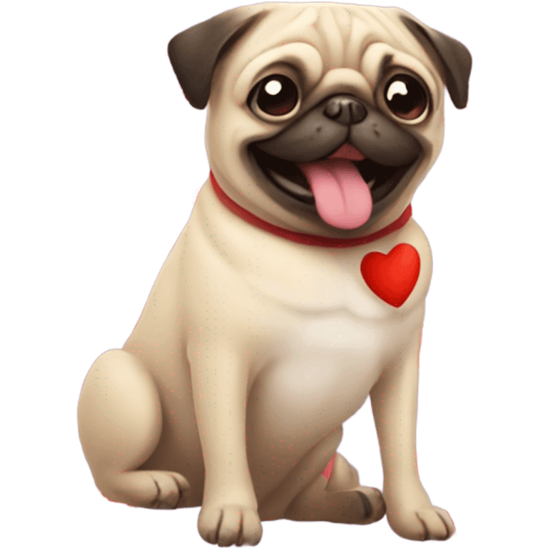 Pug riding on hearts  emoji