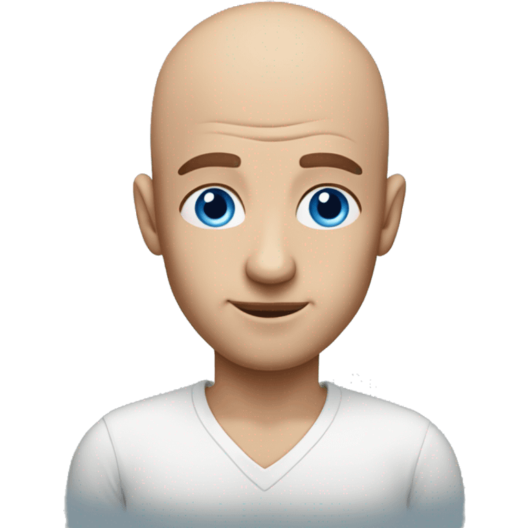 men with blue eyes, without hair, with  bith cake emoji