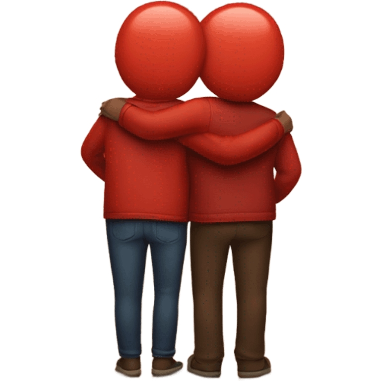 red guy and girl hugging each other back view emoji