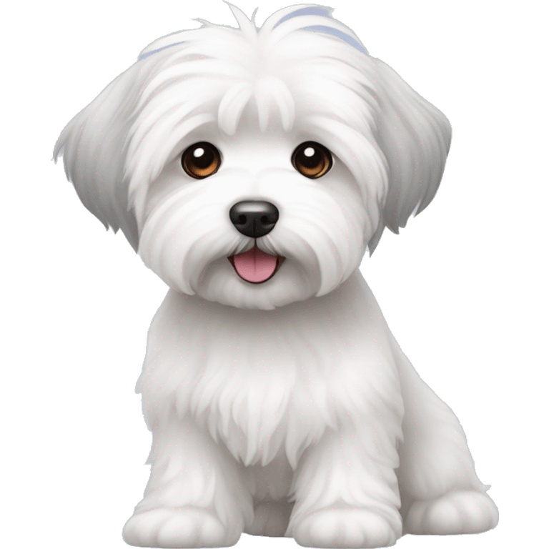 A white bichon havanese with grey ears emoji