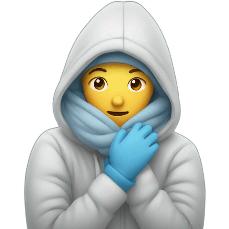 person embraces cold emoji