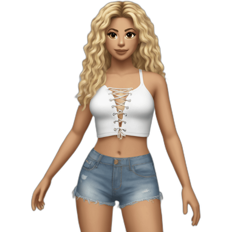 shakira realistic lace up crop top and short jeans emoji