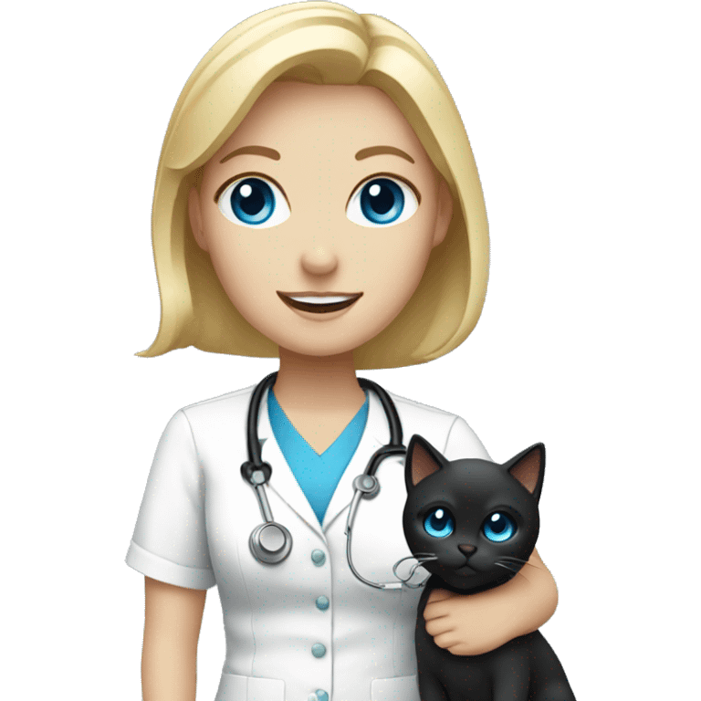 blonde nurse blue eyes with a black cat emoji