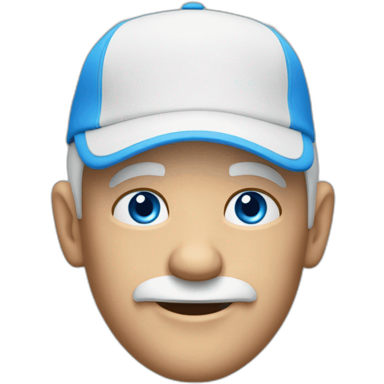 a bald old english man with bright blue eyes and golf hat emoji