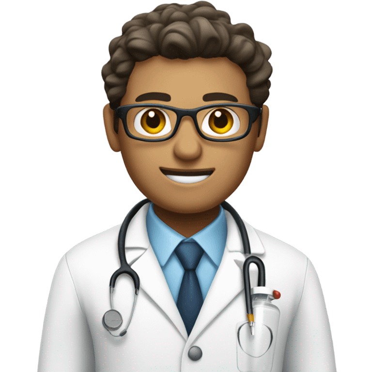 A doctor in a white coat and a syringe emoji