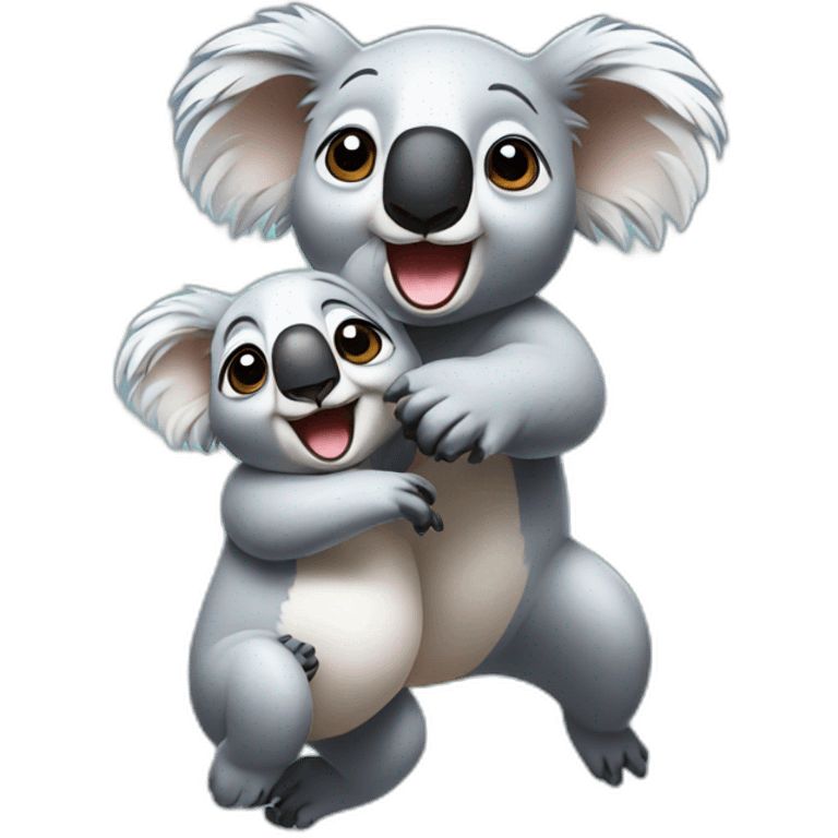 Dancing koala and its baby emoji