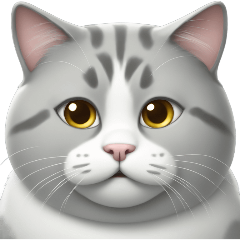 grey and white fat cat emoji