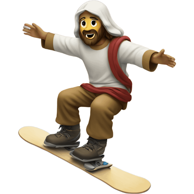 Jesus snowboarding down a mountain emoji