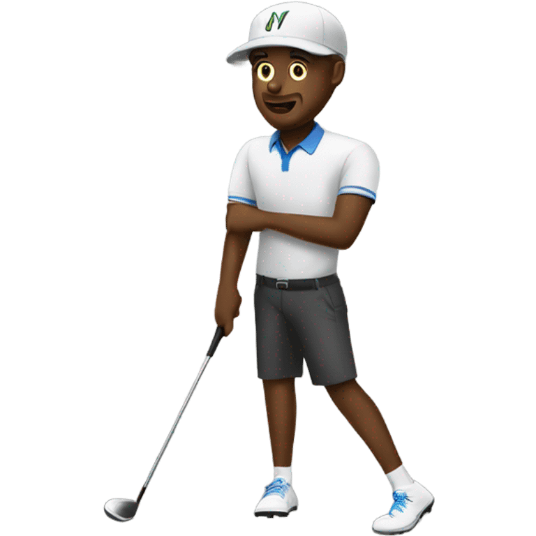 Black man golfing saying “YN” emoji