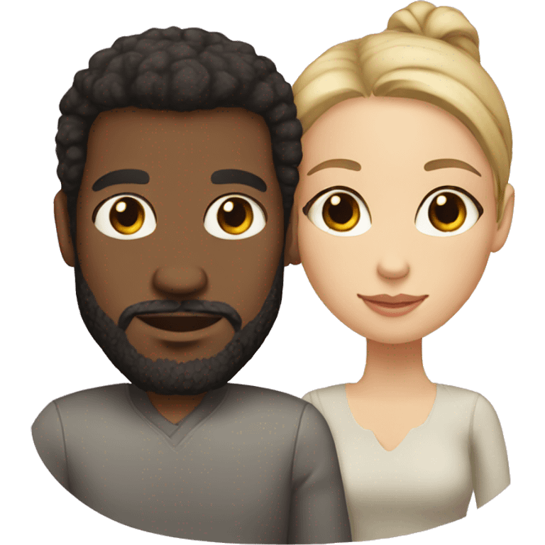 Couple black man with beard and very light skinned woman emoji