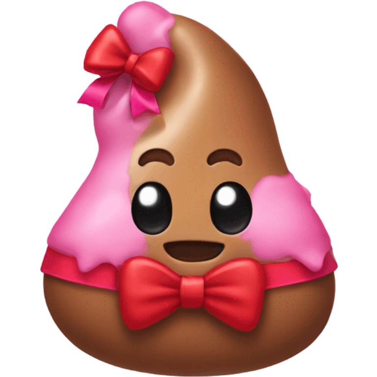 poop emoji red and pink bow emoji