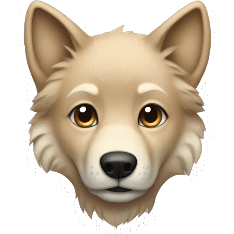 a light brown puppy-like wolf with black hair on its ears emoji