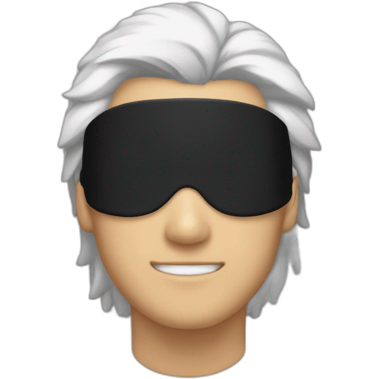 White-haired anime character with a black blindfold. emoji