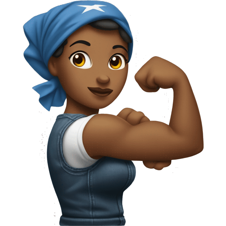 Rosie the Riveter shows biceps emoji