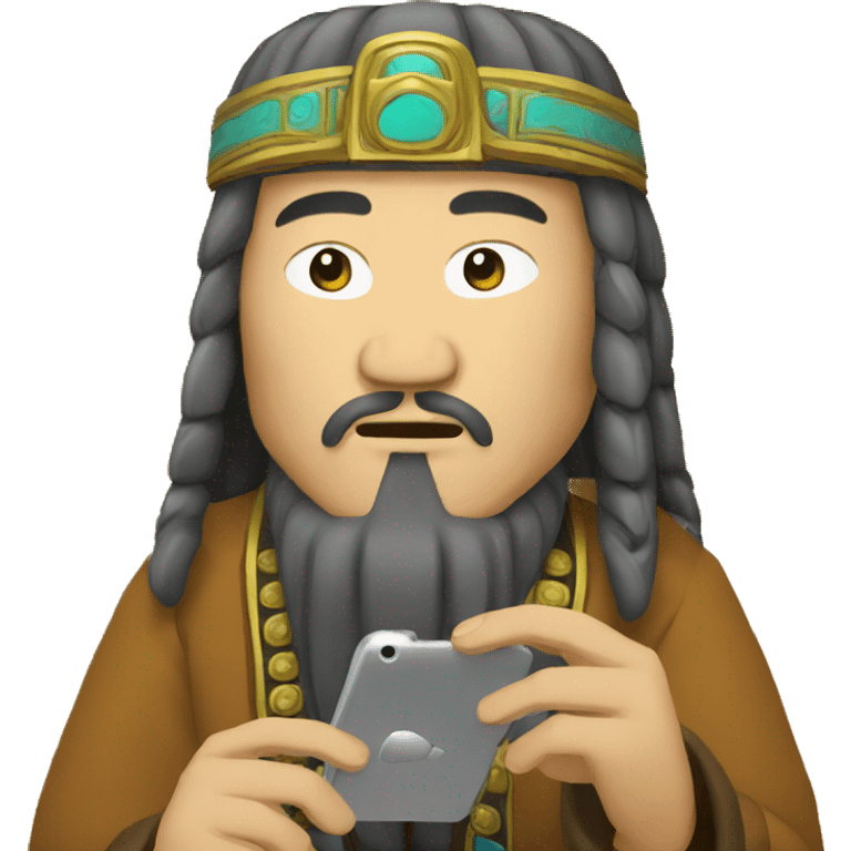 genghis khan using phone emoji