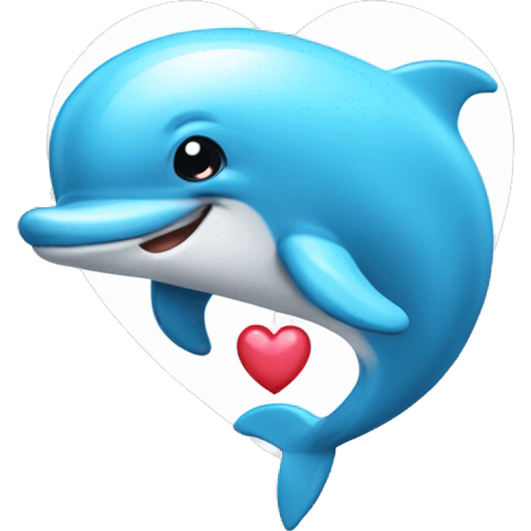 Dolphin holding a light blue heart emoji