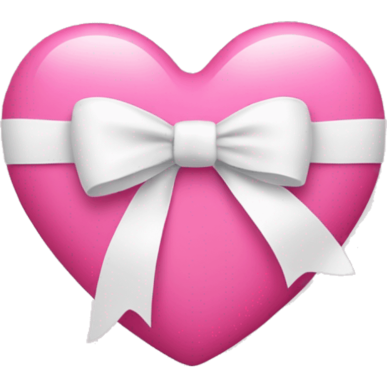 pink heart emoji with white bow on top of it  emoji