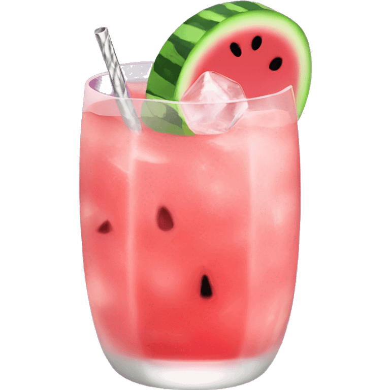 Pink watermelon cocktail with ice  emoji