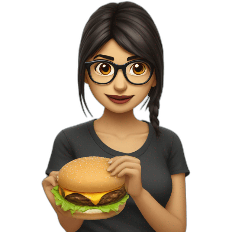 mia Khalifa eating a burger emoji