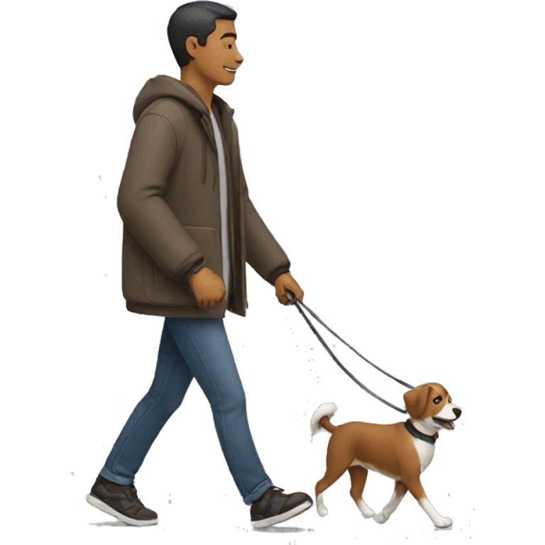 A man walking hes dog emoji