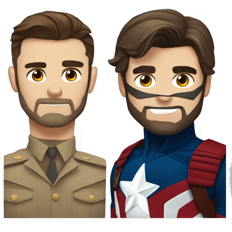 captain america and bucky barnes face emoji side by side, not mixed emoji