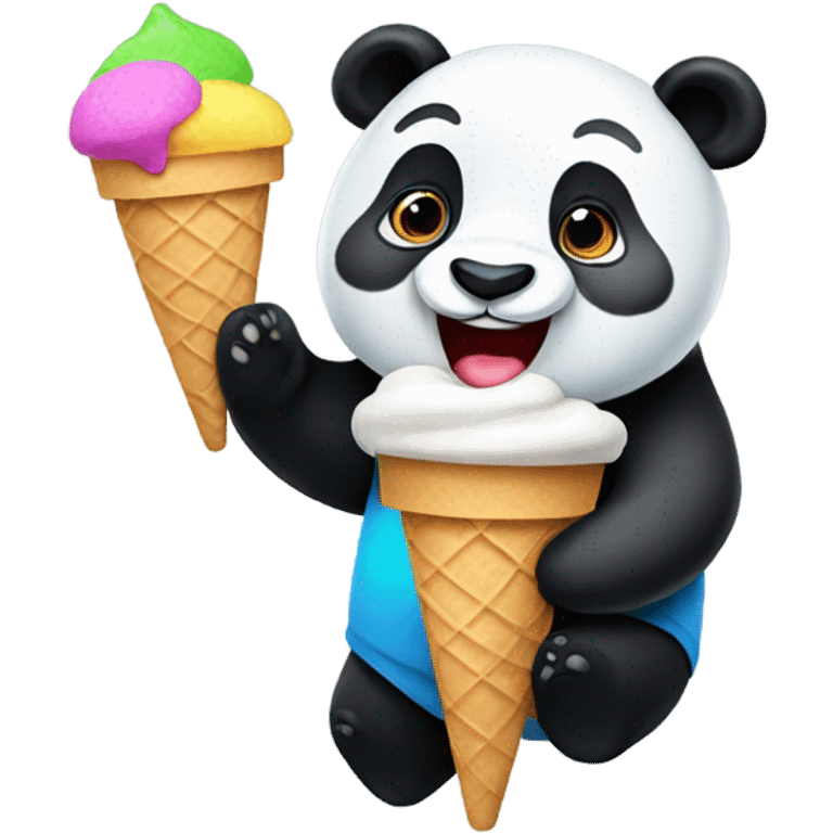 Panda eating ice cream emoji