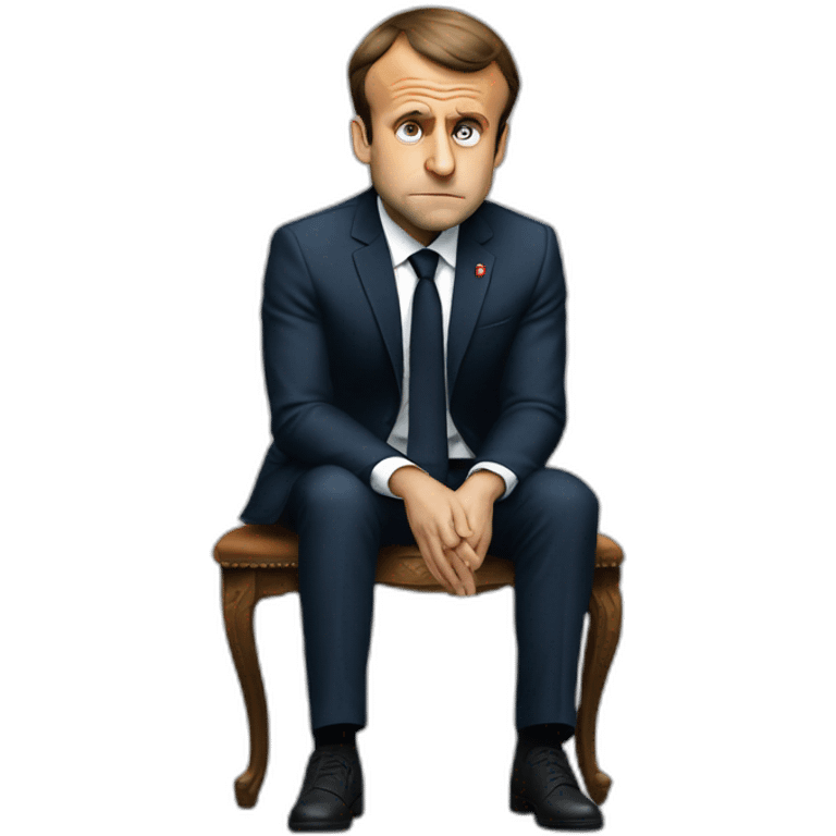 Emmanuel macron sad crying full body sitting emoji