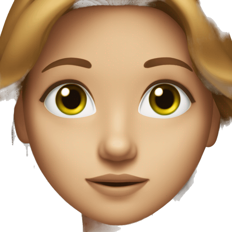 girl with long brown hair and green eyes and lashes and small nose emoji