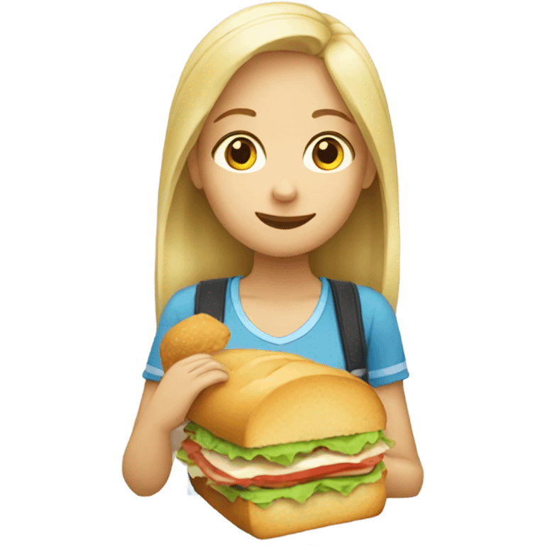 Blond girl eating sandwich  emoji