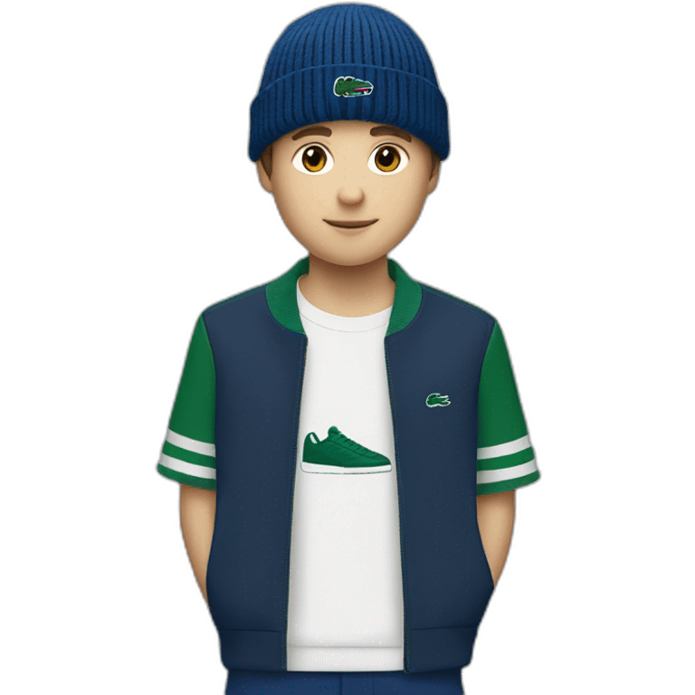 white boy using lacoste beanie with lacoste emoji