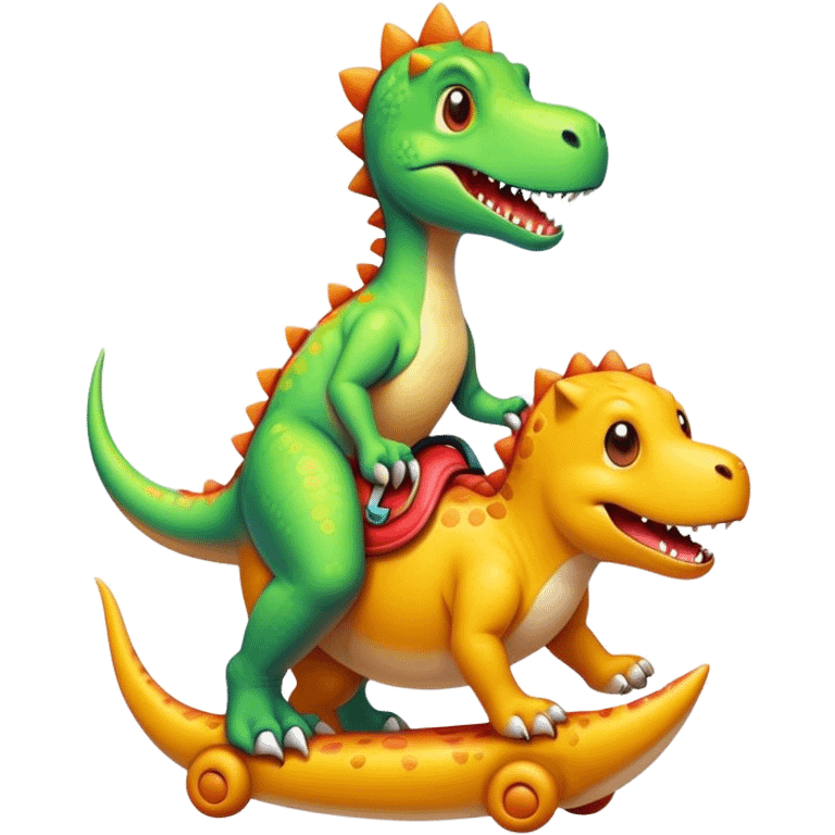 Dinosaur riding a dog emoji