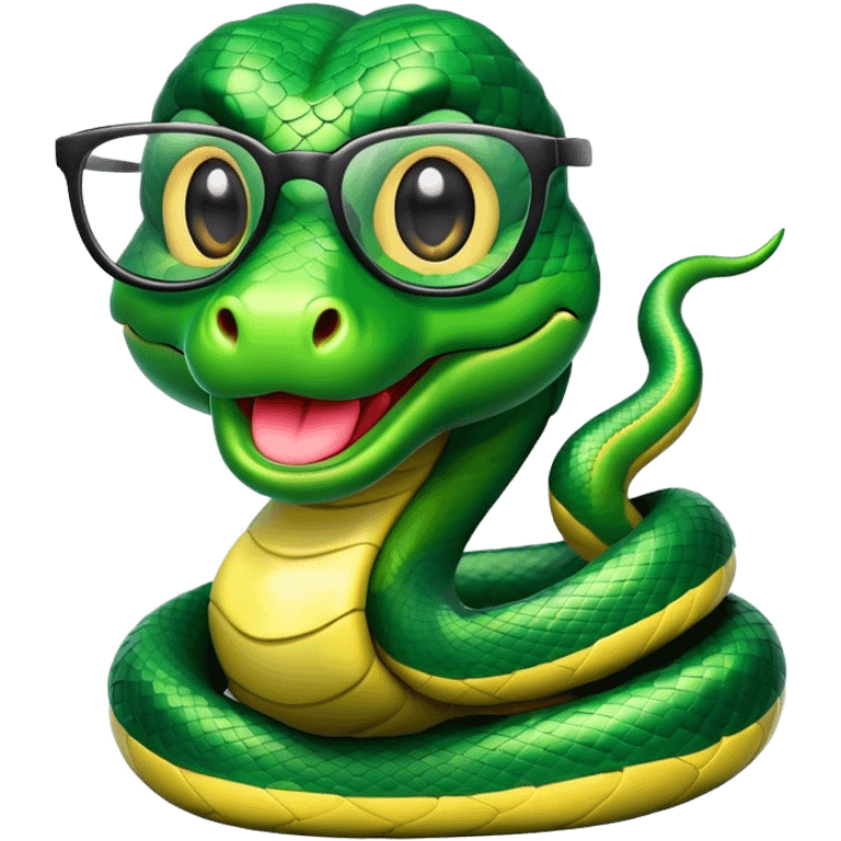 happy snake with glasses emoji