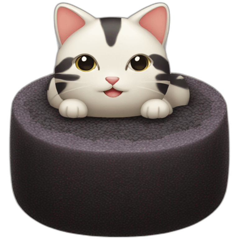 black rice cake mochi cat emoji