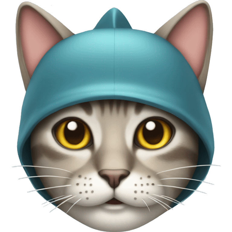 Cat with shark hat emoji