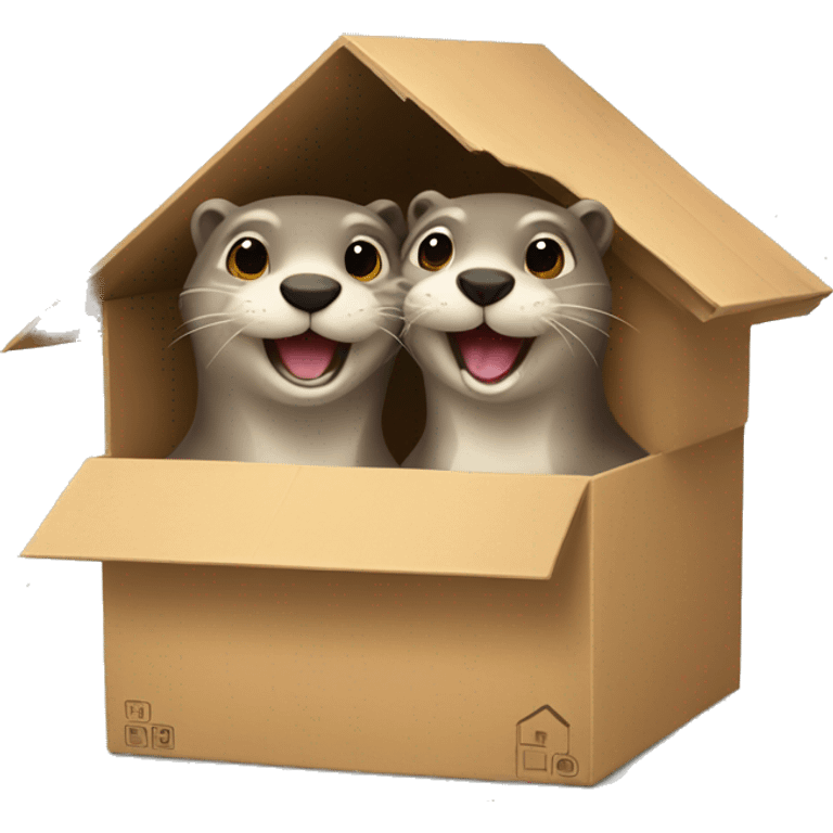 Happy Otter couple moving in a new Home emoji