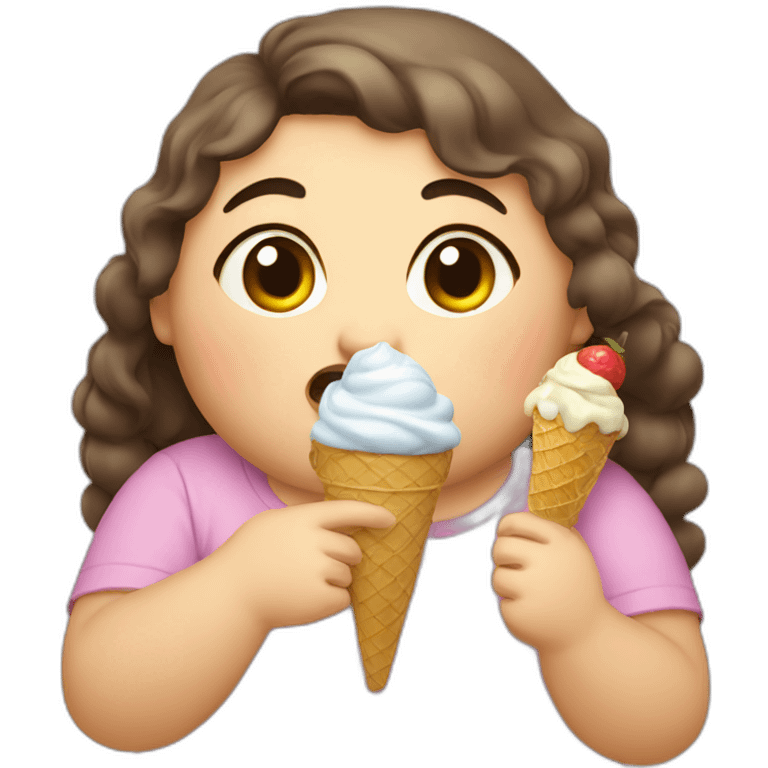 Chubby Girl eating ice cream emoji